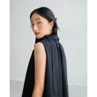 Chicka Chicka - Đầm sơ mi cotton dáng maxi sát nách màu đen