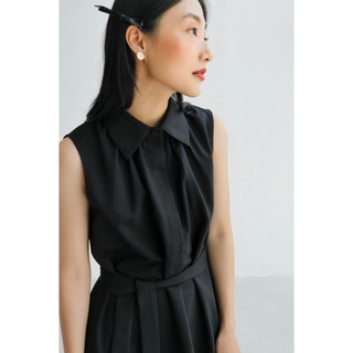 Chicka Chicka - Đầm sơ mi cotton dáng maxi sát nách màu đen