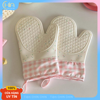 Găng tay cách nhiệt ( có sẵn ) Silicon kẻ caro, găng tay nhà bếp chống bỏng chịu nhiệt nướng bánh.