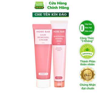 Combo Kem Tẩy Lông 50ml Gel Dưỡng 30ml Hobebar Chính Hãng, Tẩy Sạch Lông Nách, Chân, Tay Cho Nam Nữ Chất Lượng Không Đau