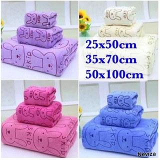 Bộ 3 khăn tắm cotton mềm mịn cho mẹ và bé nhiều màu sắc