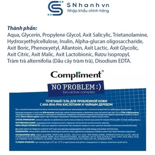 Gel Dưỡng Da Hỗ Trợ Giảm Mụn Compliment No Problem AHA - BHA- PHA - Tea Tree