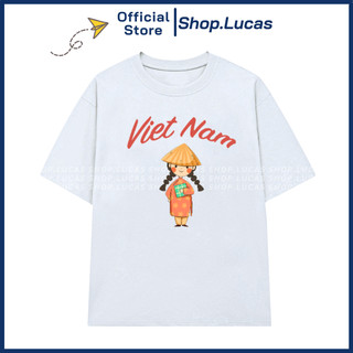 Áo Thun In Hình CÔ GÁI Chữ VIỆT NAM Áo Phông Du Lịch Nhóm Lớp Unisex Nam Nữ Cotton Shop.Lucas
