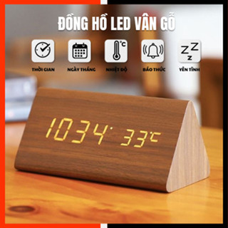 Đồng hồ LED để bàn vân gỗ,Đồng hồ báo thức để bàn,Đồng hồ DECOR trang trí phòng ngủ,bàn làm việc DECOTIME