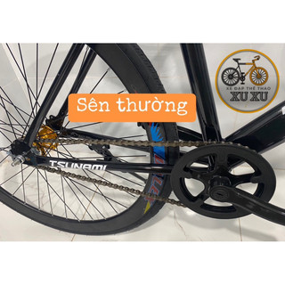 Xe đạp thể thao Single và Fixed gear màu tím, 2 vành đen 4 phân(tặng strap và đồ lắp)