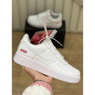 Giày air force 1 trắng superme, giày af1 trắng dây đỏ superme nam nữ bản classic full box bill