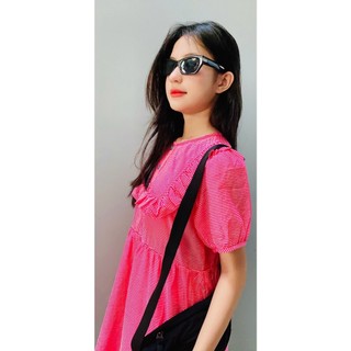 7242T Đầm bèo ngực sọc đỏ