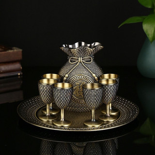 Bộ ấm chén hợp kim mạ đồng cao cấp