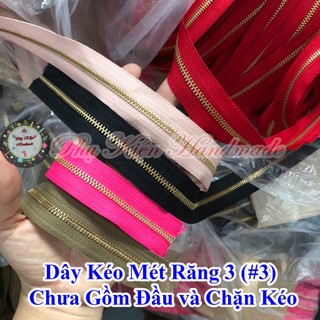 dây kéo mét răng 3( chưa gồm đầu và chặn kéo)