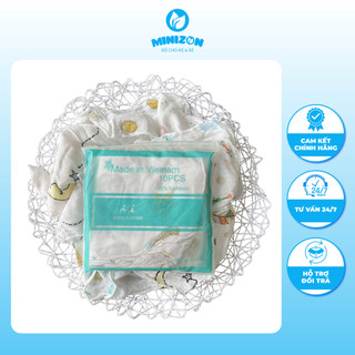 Set 10 Khăn Sữa Aden Sợi Tre Mẫu Mới Siêu Mềm Mịn Cho Bé | Minizon Kids