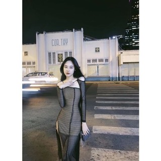 Đầm Ren Body Sexy Thiết Kế Phối Dây Chéo