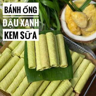 1kg bánh ống đậu xanh lá dứa nhân kem sữa