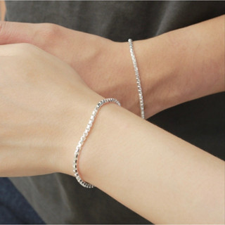  Lắc tay bạc unisex giành cho nam và nữ thiết kế đơn giản vòng tay bạc đôi basic 