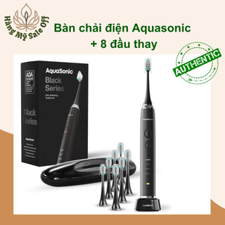 (NK Mỹ) Bàn chải điện AquaSonic Black Series - Siêu làm trắng - sạc usb, kèm 8 đầu bàn chải- Hàng chính hãng