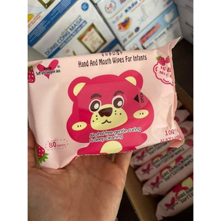 Thùng 10 gói khăn ướt gấu dâu mini