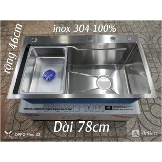 Chậu rửa chén bát 1 hộc inox 304 100% 7846 mặt mờ dầy 3ly
