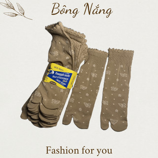 Combo 5 đôi vớ thun có in hình bướm co dãn, tất nữ có thun size vừa Bông Nắng Store