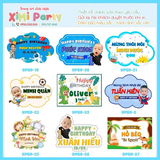 Set combo hình chibi trang trí sinh nhật cho bé