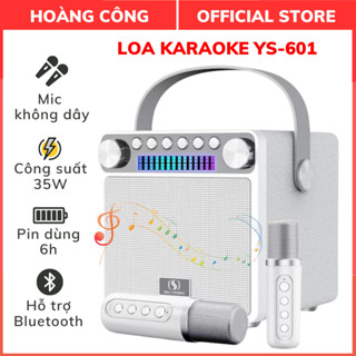 Loa bluetooth karaoke YS-601 tặng kèm 2 mic không dây, Âm thanh sống động, Thiết kế cực đẹp, Bass cực căng, BH 24 tháng