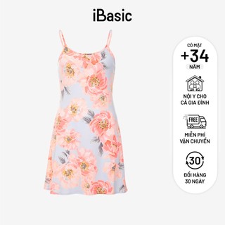 Đầm ngủ nữ thun hai dây họa tiết hoa văn iBasic 7916-1