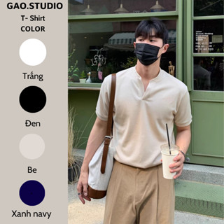 Áo thun nam trơn cổ V phong cách Hàn Quốc vải Cotton co giãn thấm hút mồ hôi form áo ôm nhẹ tôn dáng