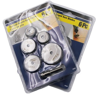 Bộ lưỡi cắt mini, lưỡi cưa mini bằng thép gắn máy khoan 6 lưỡi kèm trục cắt .