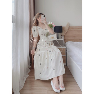 đầ lụa chéo dáng xoè cổ tim  hở lưng chít eo gb