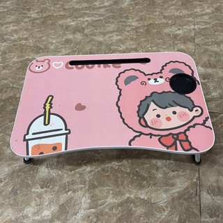 bàn gấp gọn làm việc hoạt hình ngộ nghĩnh cho bé có khe cắm ipad và khe đựng ly nước