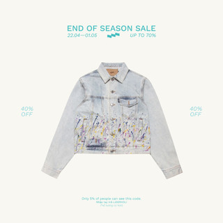 Áo Khoác Jeans Unisex LIDER Isaac Splatter Denim Jacket