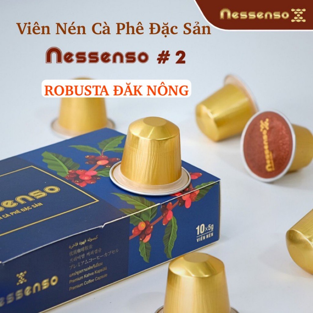 Viên Nén Cà Phê NESSENSO #2, Hộp 10 Viên Nhôm, Viên Nén Café NESSENSO, Cà Phê Capsule, dùng máy pha cà phê viên nén