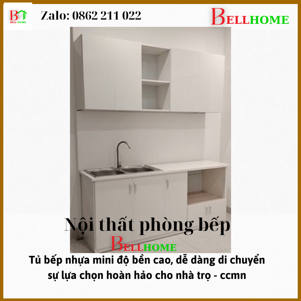[Hà Nội] Tủ bếp trên dưới 2m, tủ bếp mini, kệ bếp có bồn rửa free ship giá rẻ