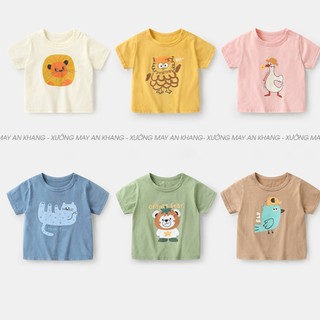 Áo thun cotton, áo thun cộc tay cho bé trai bé gái họa tiết động vật owl hi 8-20kg an khang kid