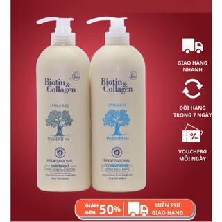 Biotin Collagen Trắng - Cặp Dầu Gội Xả Biotin Collagen Trắng 1000ml - Biotin Collagen Trắng Nuôi Dưỡng Tóc Chắc Khỏ