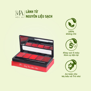 Khay Son Lì Hoa Mai Mộc An 5 Màu Tiết Kiệm, Không Chứa Chì, Dưỡng Môi Mềm Mịn 9g