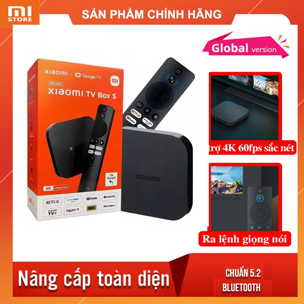 Mibox S Gen 2 Xiaomi Tivi box 4K MDZ-28-AA ( google TV), Android TV MiBox S 4k Global Bản Quốc Tế