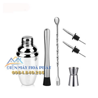 Bộ dụng cụ pha chế 5 món - Bình lắc inox - Jigger - Chày dầm bar