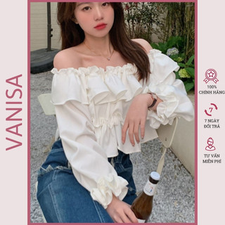 Áo kiểu trễ vai bẹt bèo tầng tay loa công chúa xinh VANISA CT026