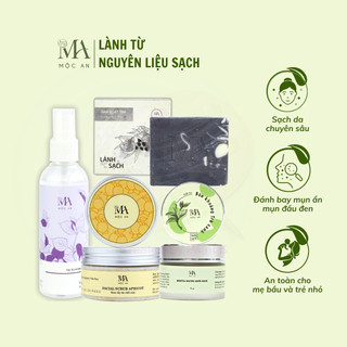 Combo Cho Da Mặt Giảm Mụn Ẩn, Mụn Cám Mộc An 4 Sản Phẩm Chiết Xuất Tự Nhiên, Cho Làn Da Mịn Màng