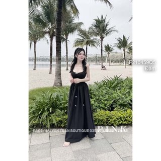 Đầm xòe maxi dáng dài 2 dây đính nơ nhíu ngực siêu dễ thương !<hình thật> bexu90 Shop
