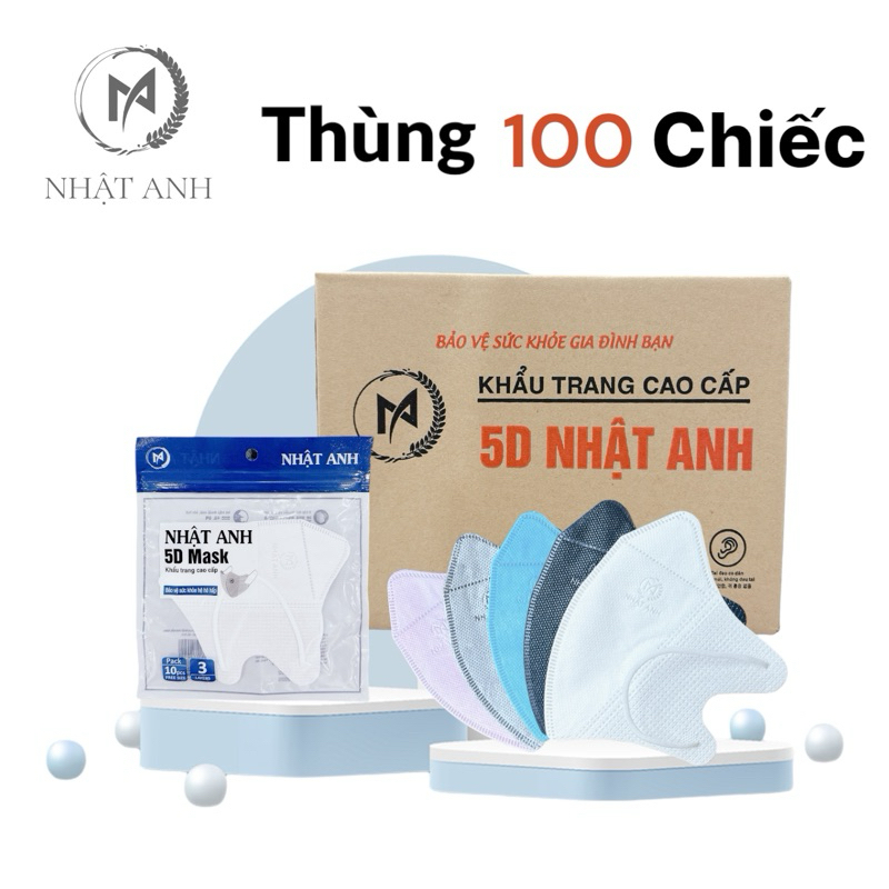 Thùng 100 chiếc khẩu trang 5D NHẬT ANH MASK