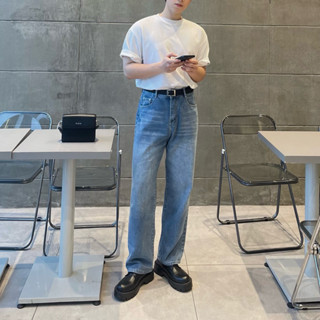 Quần Jeans suông cạp cao DaeOne, phong cách Hàn Quốc