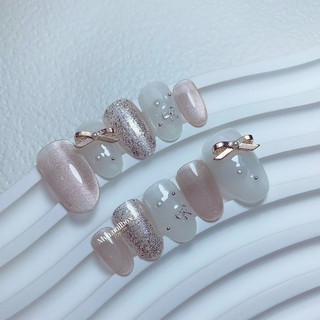 Nailbox, mẫu form ngắn thạch gắn charm đá, nail thiết kế, Mã A8