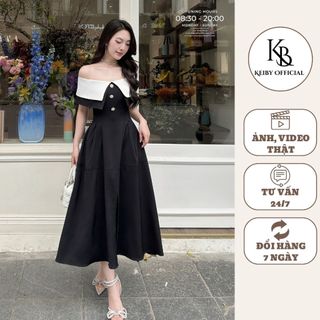 Đầm dáng a xòe sẻ tà keiby thanh lịch sang trọng mh09
