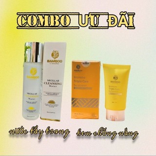 💥ưu đãi💥combo nước tẩy trang và kem chống nắng bamboo