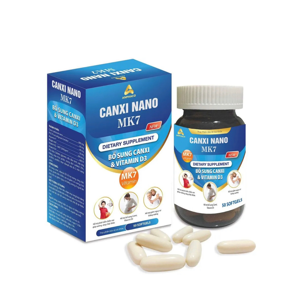 Canxi Nano MK7. Bổ sung canxi cho cơ thể (50 viên)