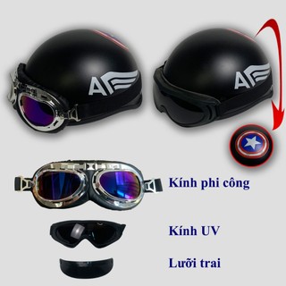 (XẢ LỖ )Mũ bảo hiểm nửa đầu  1/2  chính hãng Shop Phượt Chân Đất nhiều tem - hàng cao cấp