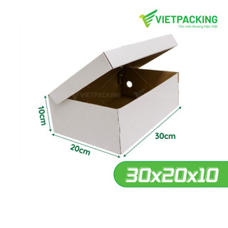 Combo 20 Hộp Carton Đựng Giày Màu Trắng 30x20x10 đựng vừa nhiều loại giày dép, hộp đẹp sang trọng