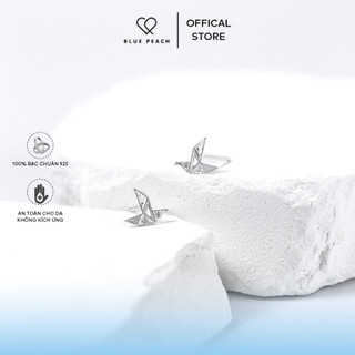 Khuyên Tai Bạc Blue Peach Hạc Đá KT341