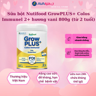 Sữa bột nutifood growplus+ colos immunel 2+ hương vani 800g