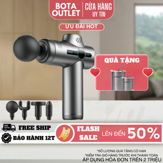 Máy massage giãn cơ massage gun 20w mini nút cảm ứng lõi đồng tích hợp 4 đầu đa năng